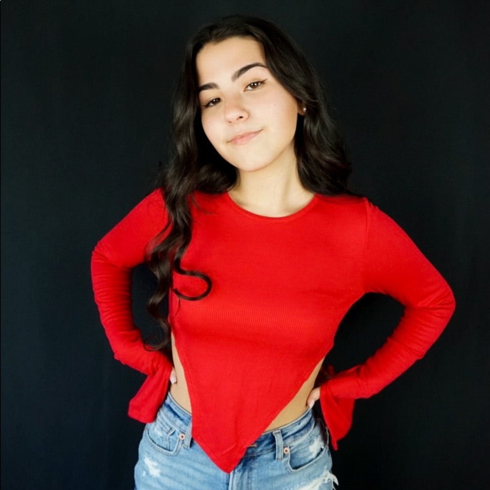 Red long sleeve crop top